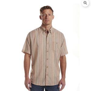 Weatherproof Men's Casual Striped Button Down Shirt - Beige